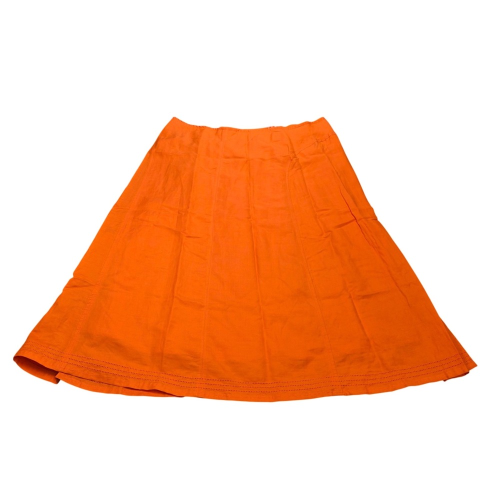 Ashley Stewart A-Line Maxi Skirt Women's Size 22W Orange Linen Blend Lined NWT